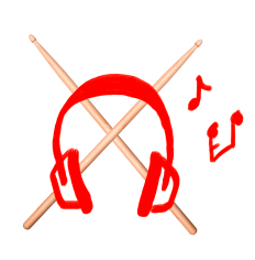 Kopfhörer mit Schlagzeug Sticks Kreuz